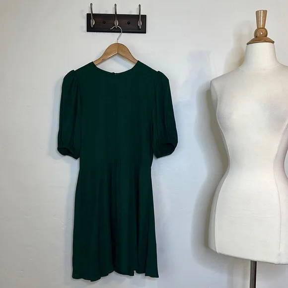 REFORMATION Dulce Mini Puff Sleeve Dress in Emerald, 8 - Picture 15 of 16
